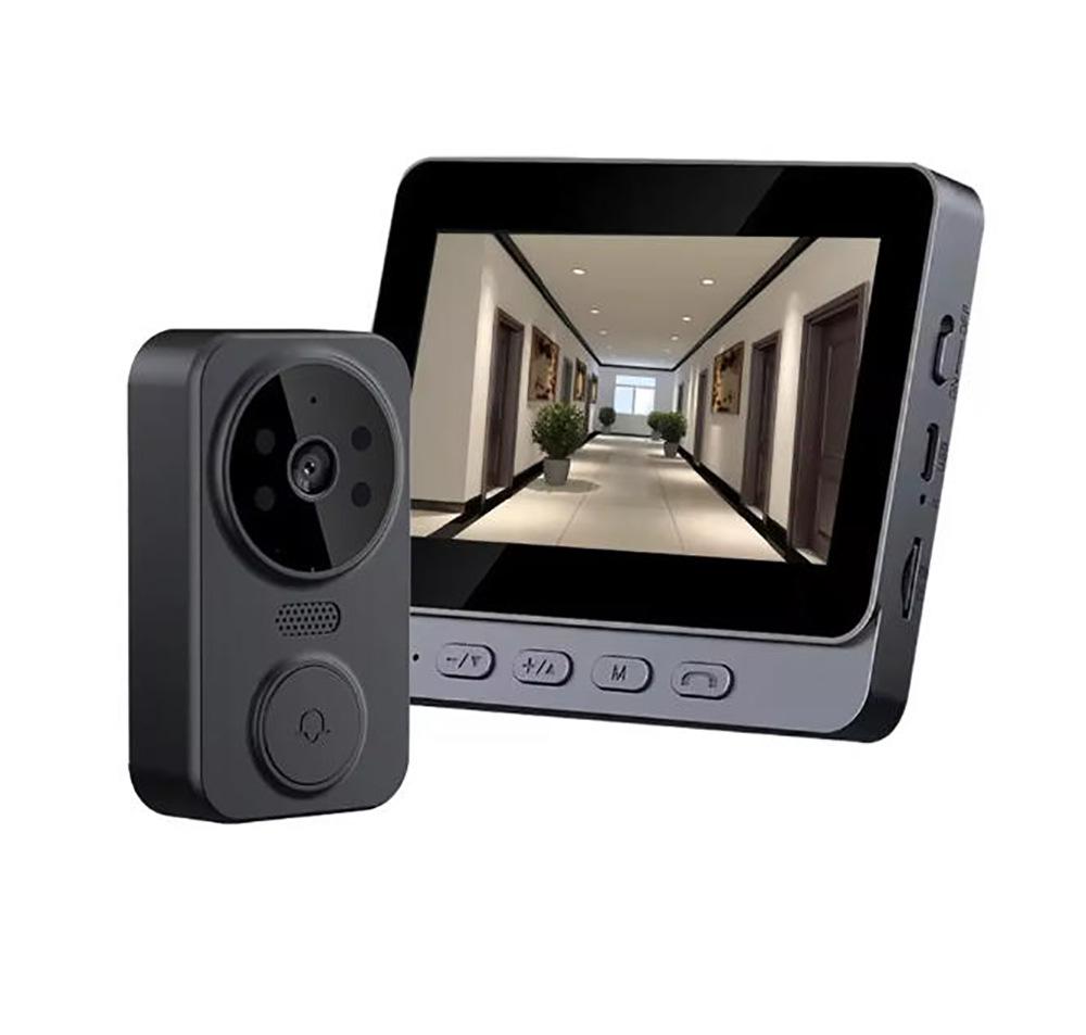 4.3-Inch Smart Wireless Video Doorbell with Two-Way Talk and Peephole Camera