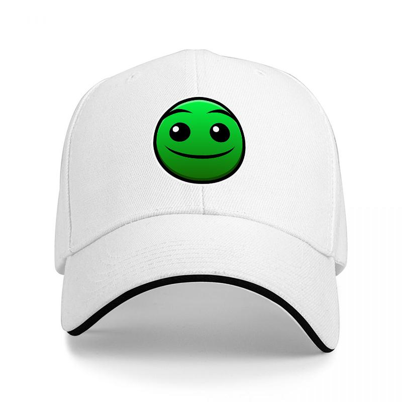 Green Smiley Face Baseball Cap Classic Black Hat with Fun Emoji Design for Casual Wear and Everyday Style