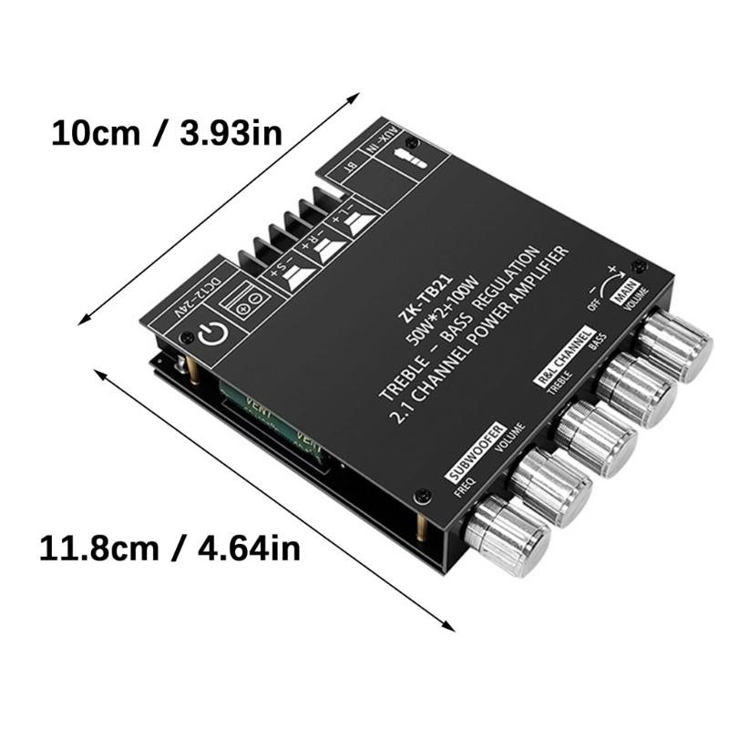 ZK-TB21 TPA3116D2 Bluetooth-compatible Subwoofer Amplifier Board 50W+50W 100W 2.1 Channel Power Stereo Bass Amplifier