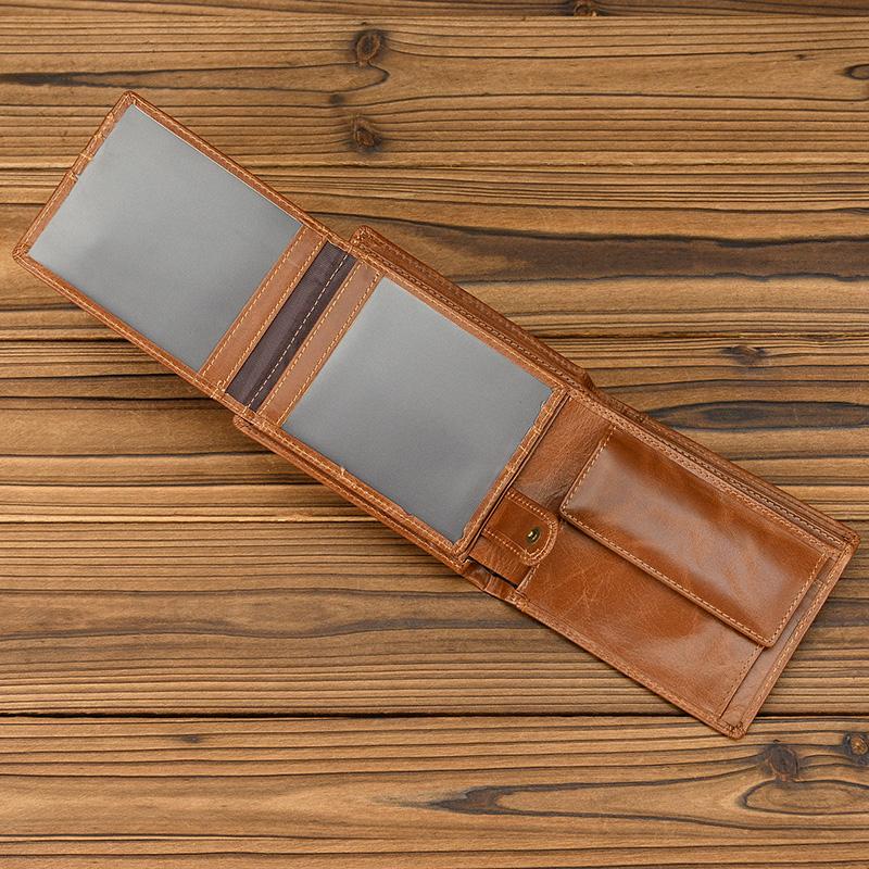 Trifold Men's Leather Wallet Genuine Leather Male Short Purse Real Cowhide Man Leather Wallets 3 Folds Card Holder Coin Purse