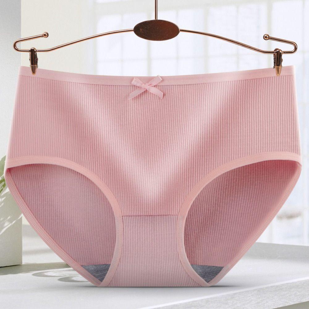 8Pcs Bowknot Seamless Briefs Mid Waist Underwear for Women Lingerie Simple Underpants  Girl
