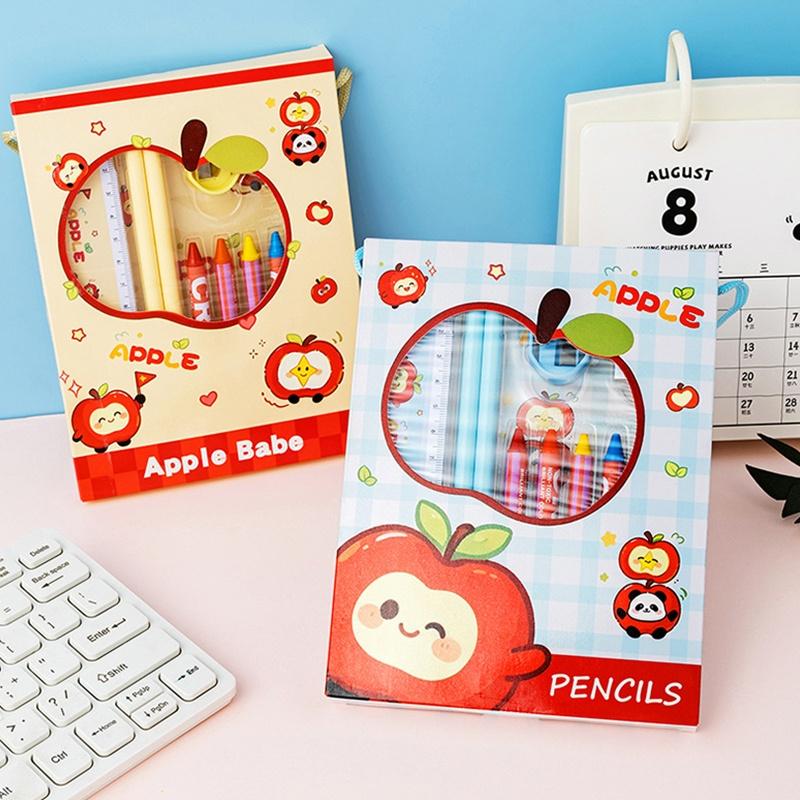 11Pcs Cartoon Stationery Set With Pencils Ruler Eraser Sharpener Perfect For Kids Back To School Gifts Daily Classroom Use