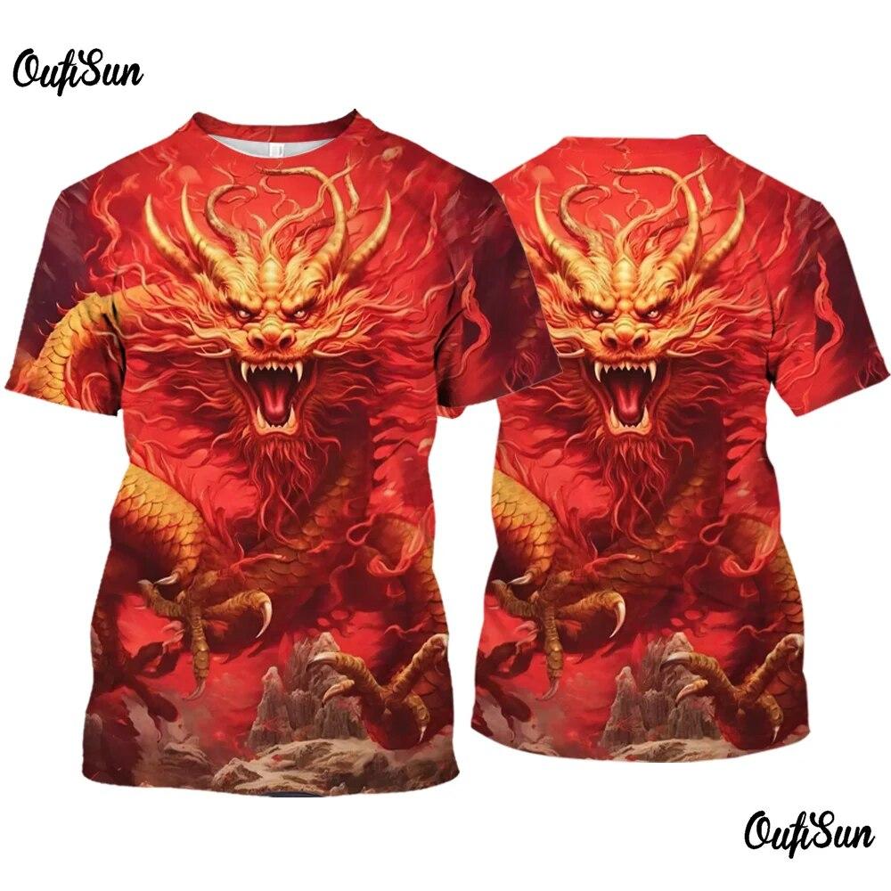 

Футболки с животным принтом для мужчин, 3d принт дракона, повседневная повседневная мужская одежда, уличный дизайнер, свободные негабаритные топы с короткими рукавами, футболка