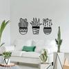 3-Piece Cactus Metal Wall Art Set - Natural Theme, Modern Black Metal Wall Decor