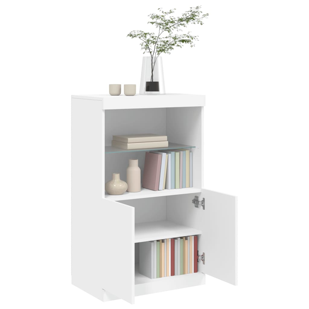 Weißes Sideboard mit LED-Beleuchtung 60,5 x 37 x 100 cm