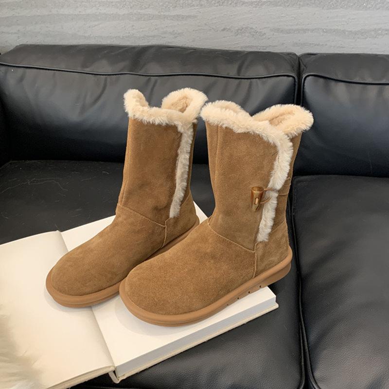 

Зимние ботинки-дутики средней высоты на толстой подошве, женские меховые хлопковые ботинки, новые зимние утепленные теплые пушистые хлопковые ботинки 40 верблюд