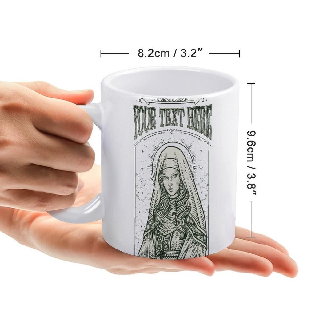 11oz Weiße Keramiktasse mit glatter bedruckter Oberfläche, stilvollem glänzendem Aussehen und hitzebeständiger Konstruktion für tägliche Bürogetränke