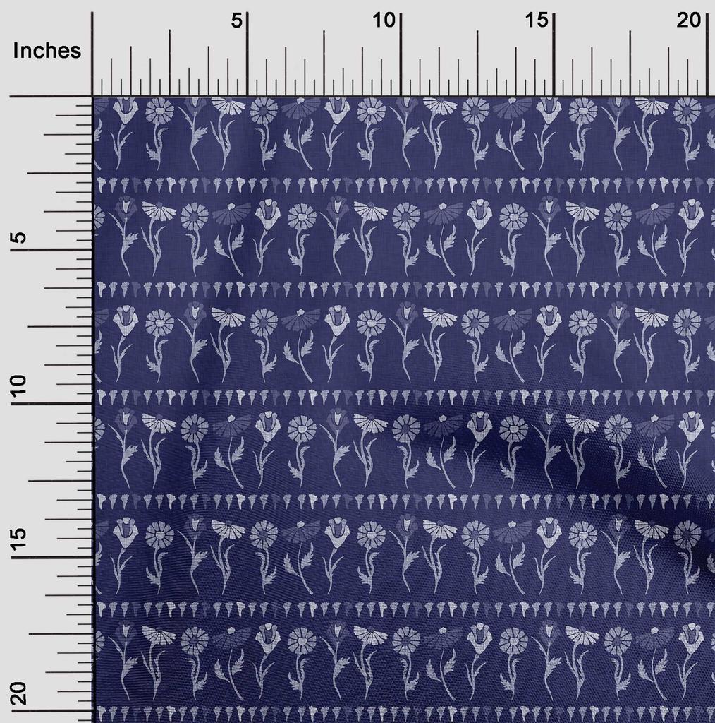 oneOone Cotton Flex Dark Blue Fabric Block Sewing Material Print Fabric By The Yard 40 Inch