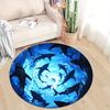 [2D flat, not 3D]Comes with 2 anti slip mats Shark Ocean Round Mat, Crystal Velvet Polyester, Non-Slip Mat Suitable for Bedroom,