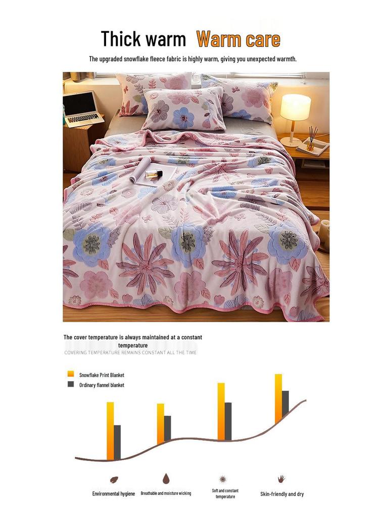 Flannel Snowflake Quilt & Blanket for Sofa or Bed