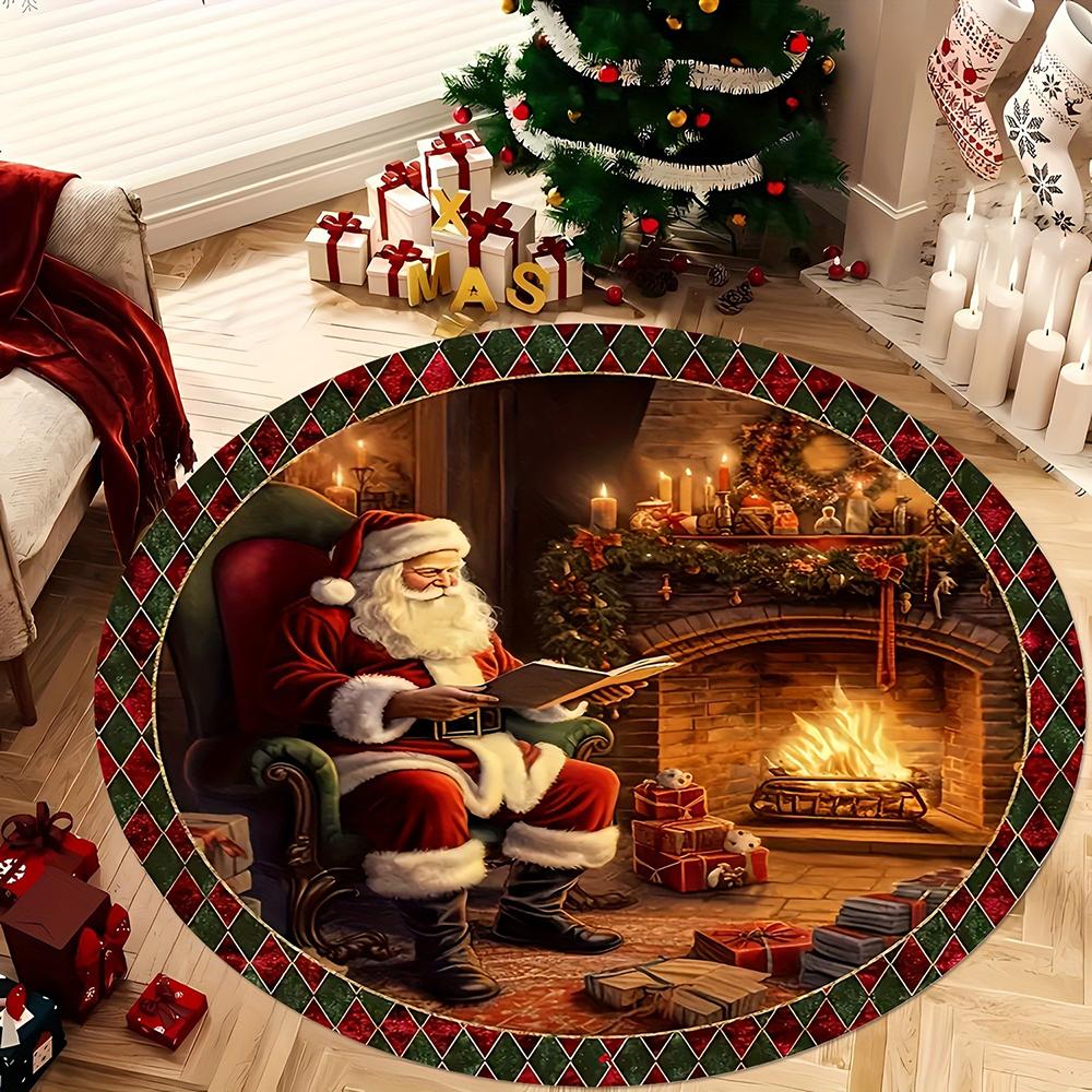 Christmas Round Rugs: Santa, Reindeer, Tree, and More for a Magical Holiday Home! room floor mats New Year home decoration