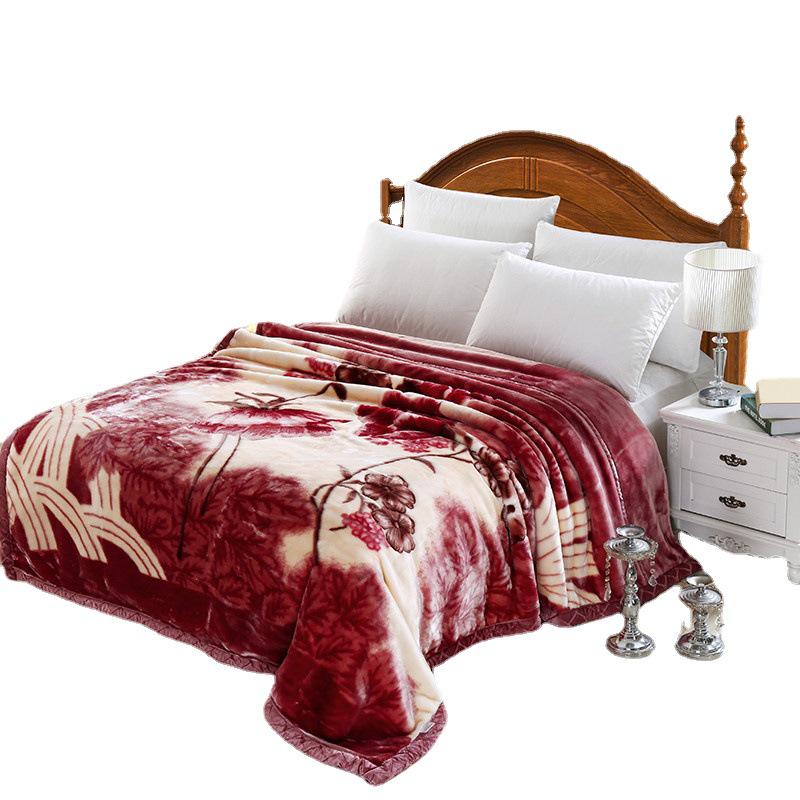 Double-Layer Raschel Blanket: Thick, Warm Crystal Velvet Cover for Autumn and Winter