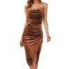 Summer Velvet Slip Dress With Pleated Design For Elegant Evening Wear