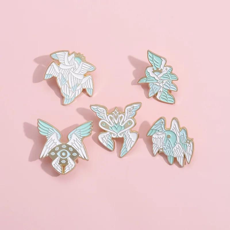 Seraphim Eye Enamel Pins Pure White Angel Wings Spirit Seraph Brooches Lapel Badges Biblical Christianity Belief Jewelry Gift