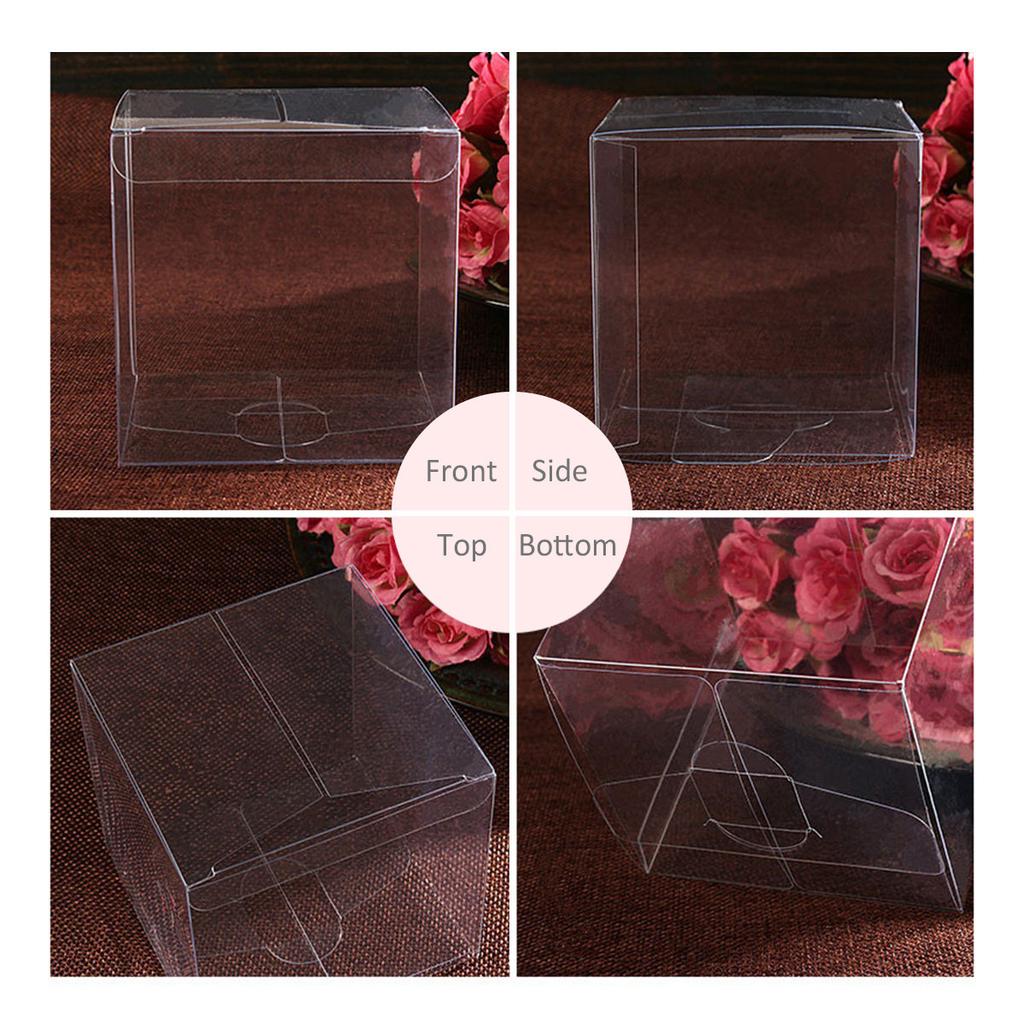10Pcs PVC Packaging Box Transparent Cube Clear Candy Treat Wedding Shower Birthday Party Gift Packing Box 10x10x10cm