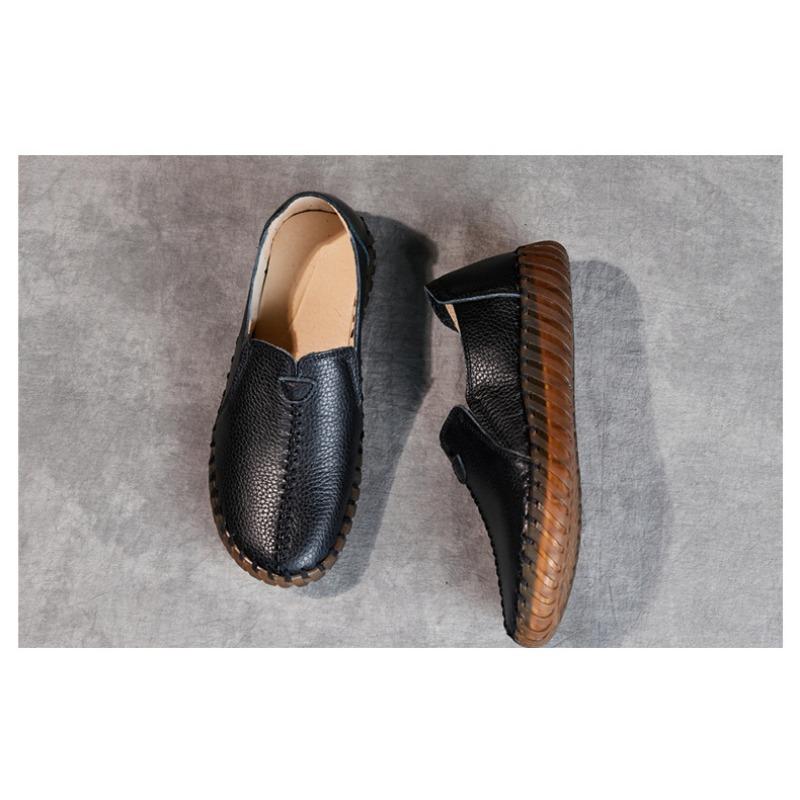 First layer cowhide new flat-soled women's shoes comfortable round head handmade leather single shoes casual Oxford soft-soled mother shoes