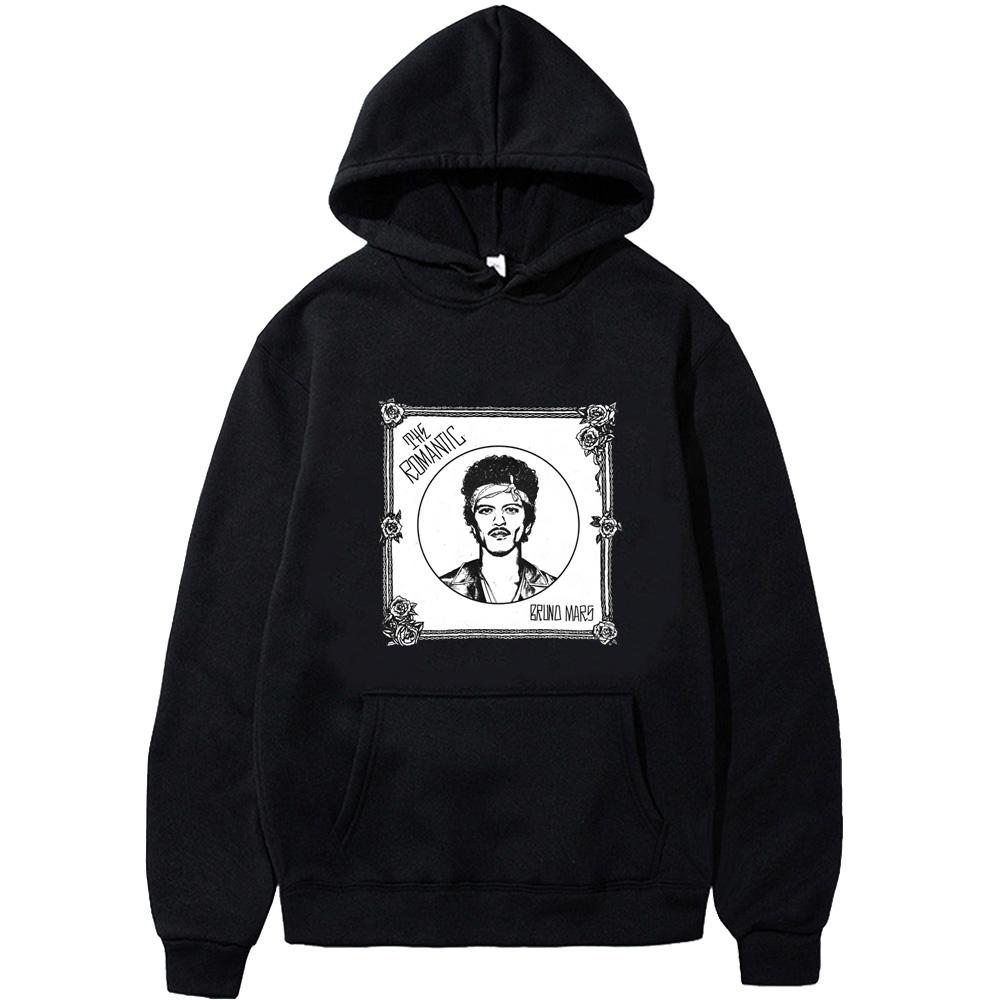 

THE ROMANTIC Hoodie Bruno Mars Album Sweatshirt for Autumn/Winter with Hooded Fleece Harajuku Comfortable Hoody XS чорний
