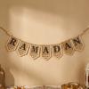 Hollowed Ramadan Decor Pendant Rustic Islamic Flag Garland Wooden Letter Banner  Islamic Festival
