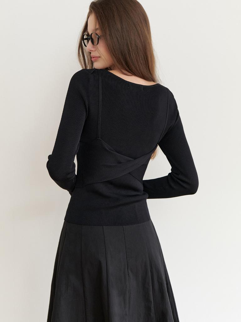 Liel Villa Bustier Knit_2Piece (Black)