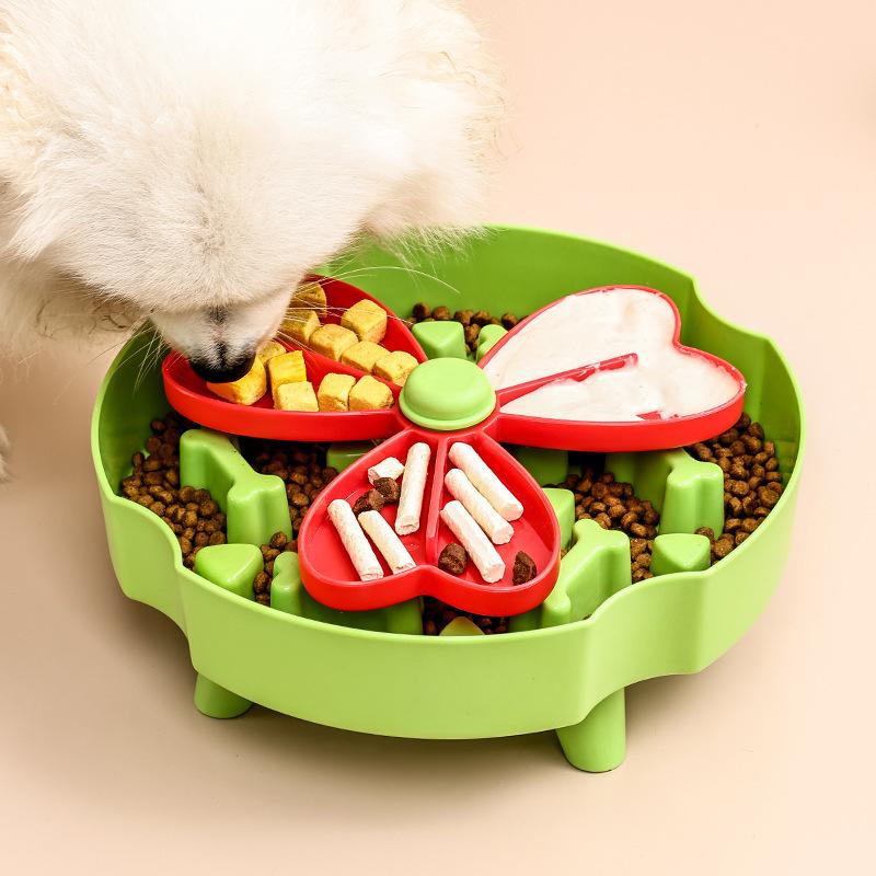 Anti Choking Dog Slow Food Bowl Interactive Durable Cat Bowl Puzzle Toy Rotating Anti Slip Pet Feeding Toy Pet Food Dispenser