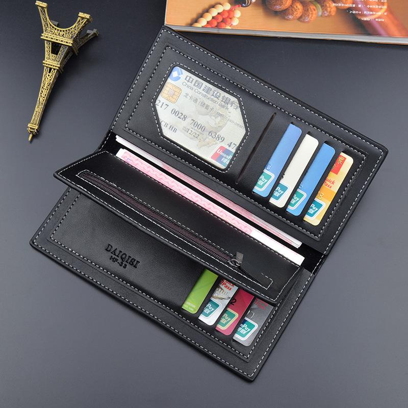 Men’s Long Wallet: Sleek, Youthful Design, Soft Texture, Multi-Card Slots, Large Capacity.