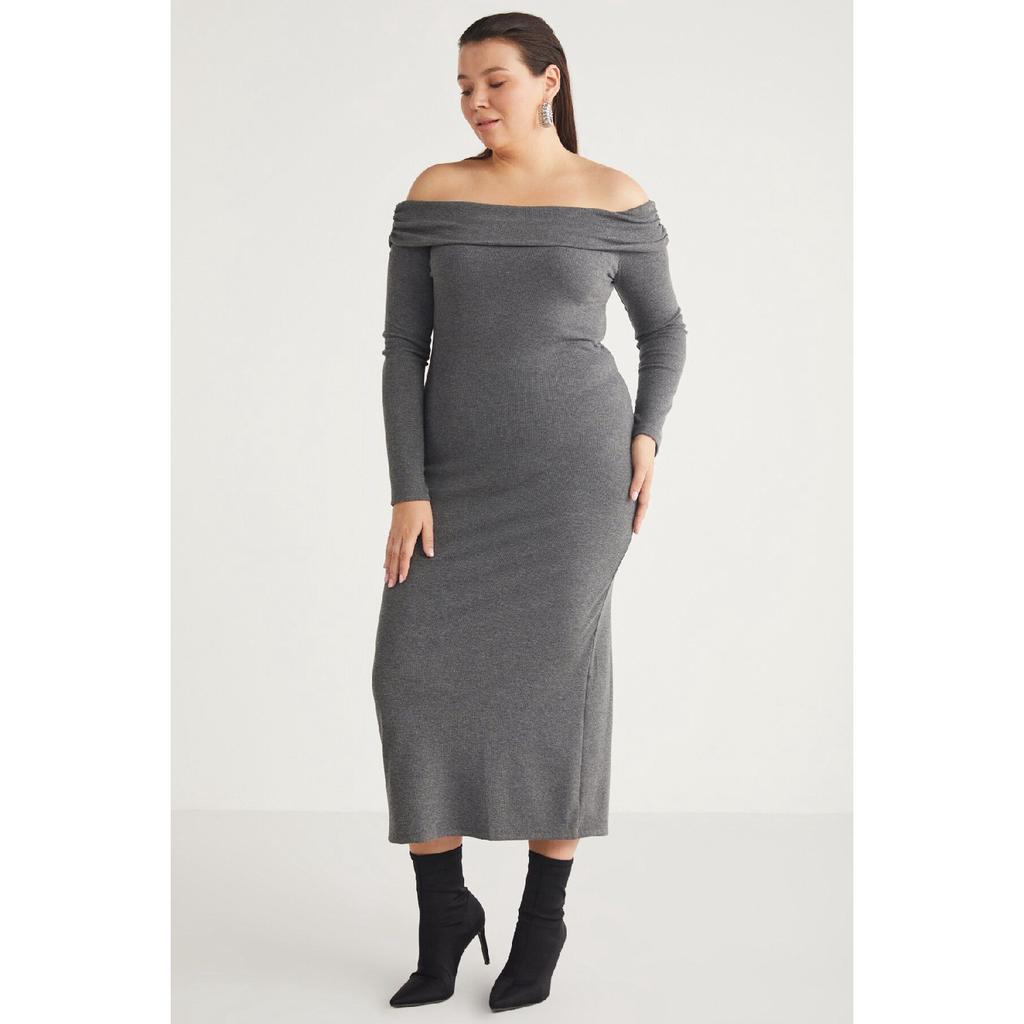 Kizukbb Women's Kayk Collar Long Sleeve Maxi Boy Grimelanger Large Size Dress