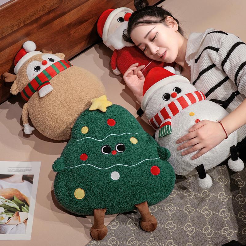 Cute Santa Claus & Elk Snowman Christmas Tree Plush Toys Stuffed Animal Doll Pillow Xmas Gifts for Children Kids Home Decoration