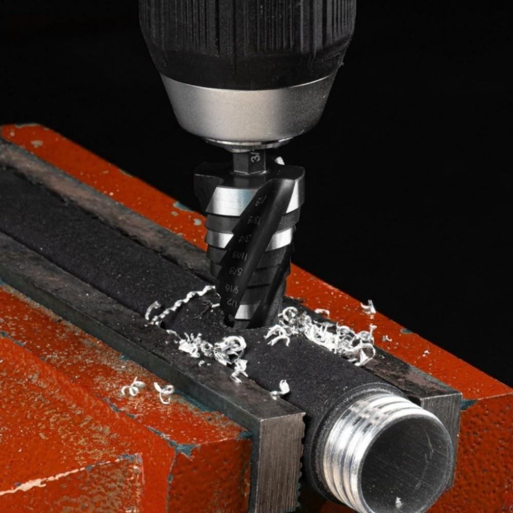 Four Spiral Flute Step Drill Bit Spiral Groove Wood Metal Hole Opener Punch Holes Drill Bit