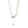 Elegant Pearl Bowknot Necklace For Women Featuring Trendy Tassel Design In Gold And Silver