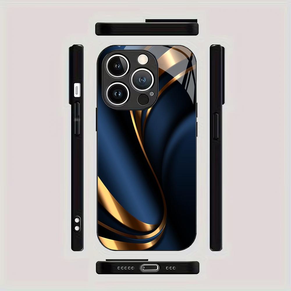 Advanced texture pattern tempered glass phone case suitable for iPhone 17 16 15 14 13 12 11 Pro Max Plus shockproof back cover
