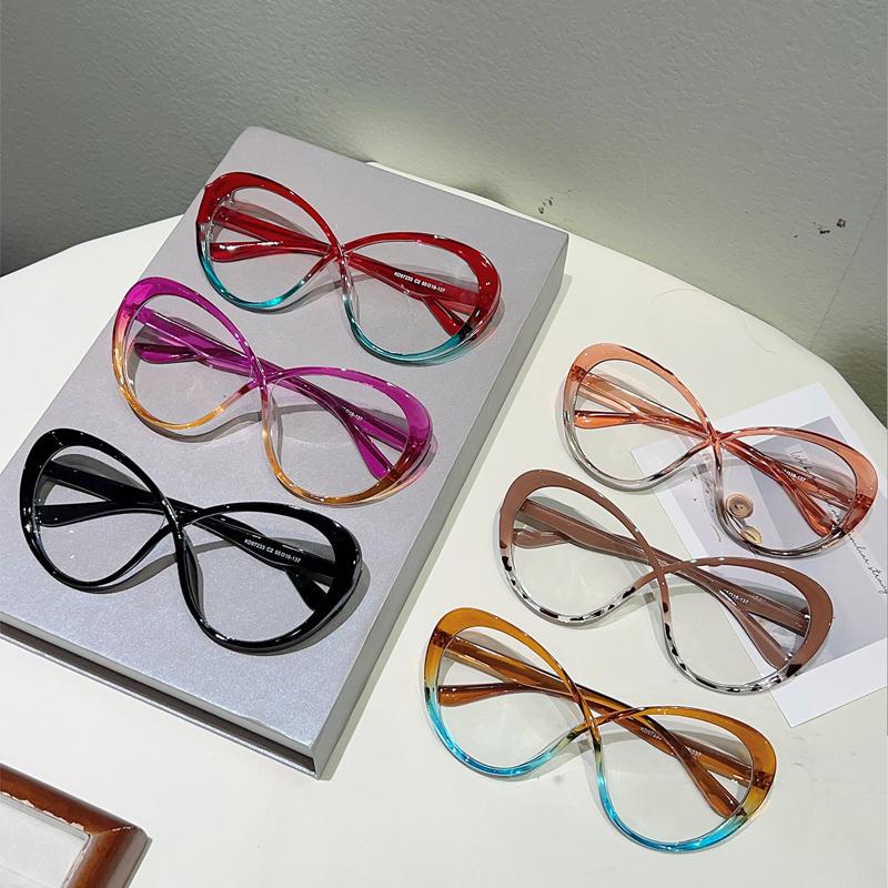 Cat Eye Glasses Women Fashion Candy Color Decor Eyewear Trendy Brand Design Blue Light Blocking Patchwork Optical Frames