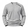 Men's Fleece Lined Solid Color Crew Neck Sweatshirt Diagonal Zip Pullover.