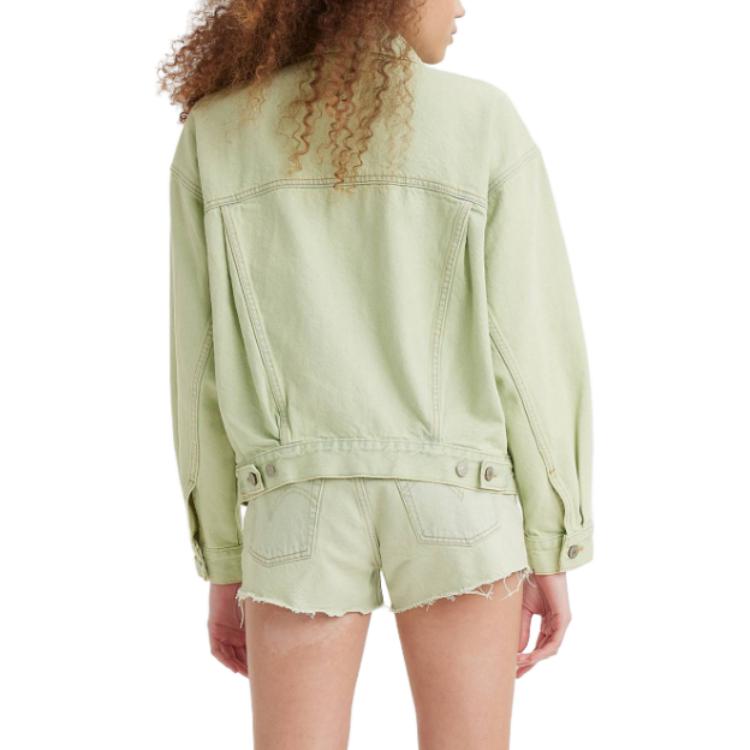 Levis Casual Solid Color Button-Down Collar Jacket Women Jacket Green A1743-0025