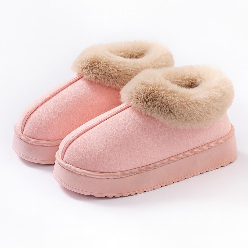 Women's High-Top Cotton Slippers, Winter Non-Slip Indoor/Outdoor, Thick Plush, Full-Wrap, Casual Warm Shoes