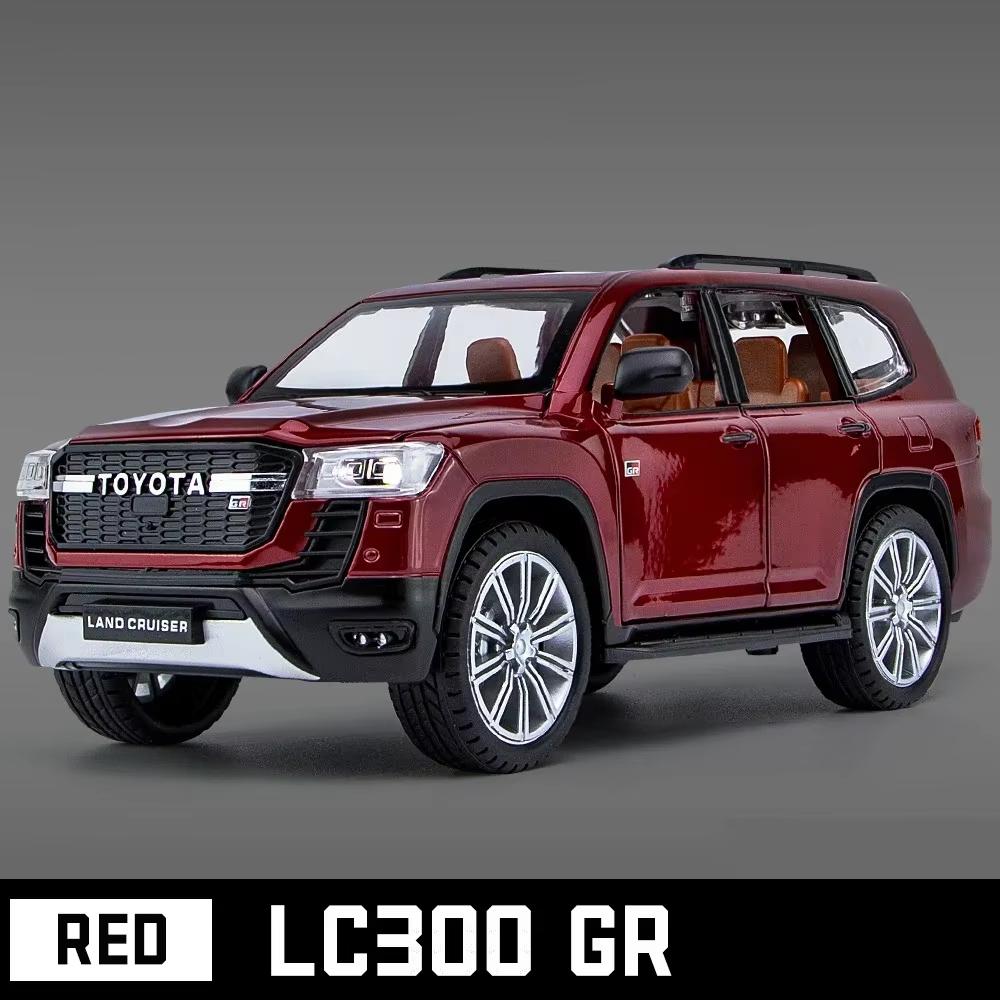 

1:24 Модель автомобиля из сплава Toyota Land Cruiser LC300 GR, Транспортные средства, Высокая симуляция, Звук, Свет, Литой автомобиль, Коллекция, Игрушки для детей, Подарок красный