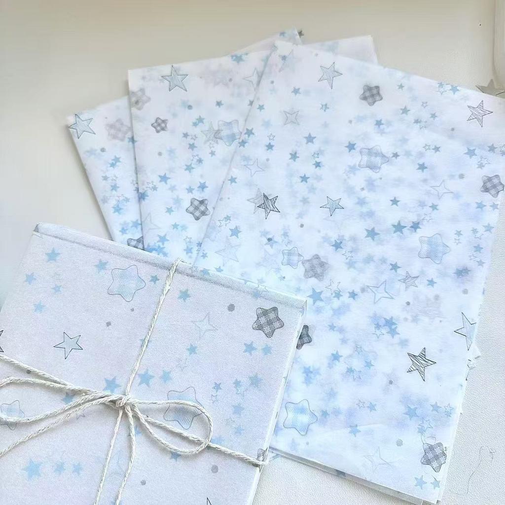 10Pcs Ins-style Blue Starry Sky Wrapping Paper, Small Card, Gift Wrapping, Packaging, Shipping, DIY Decoration