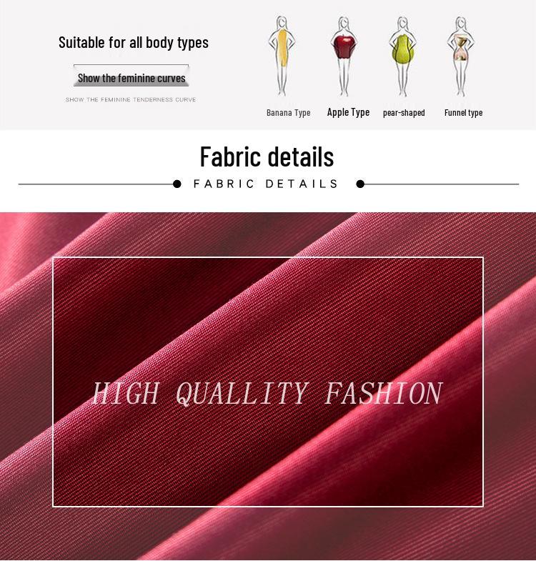 2024 Spring Red Elegant Two-Piece-Style Slimming Dress for Middle-Aged Women