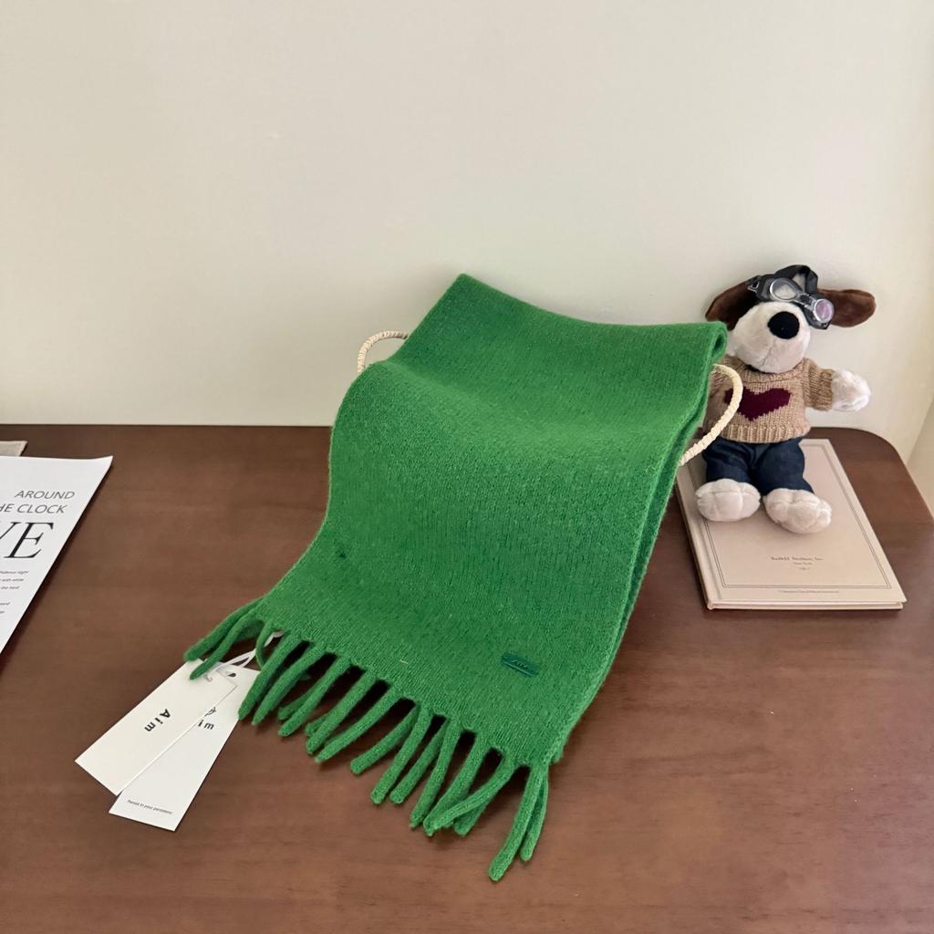 ~ Solid color wool scarf women's winter high-end soft waxy knitted scarf