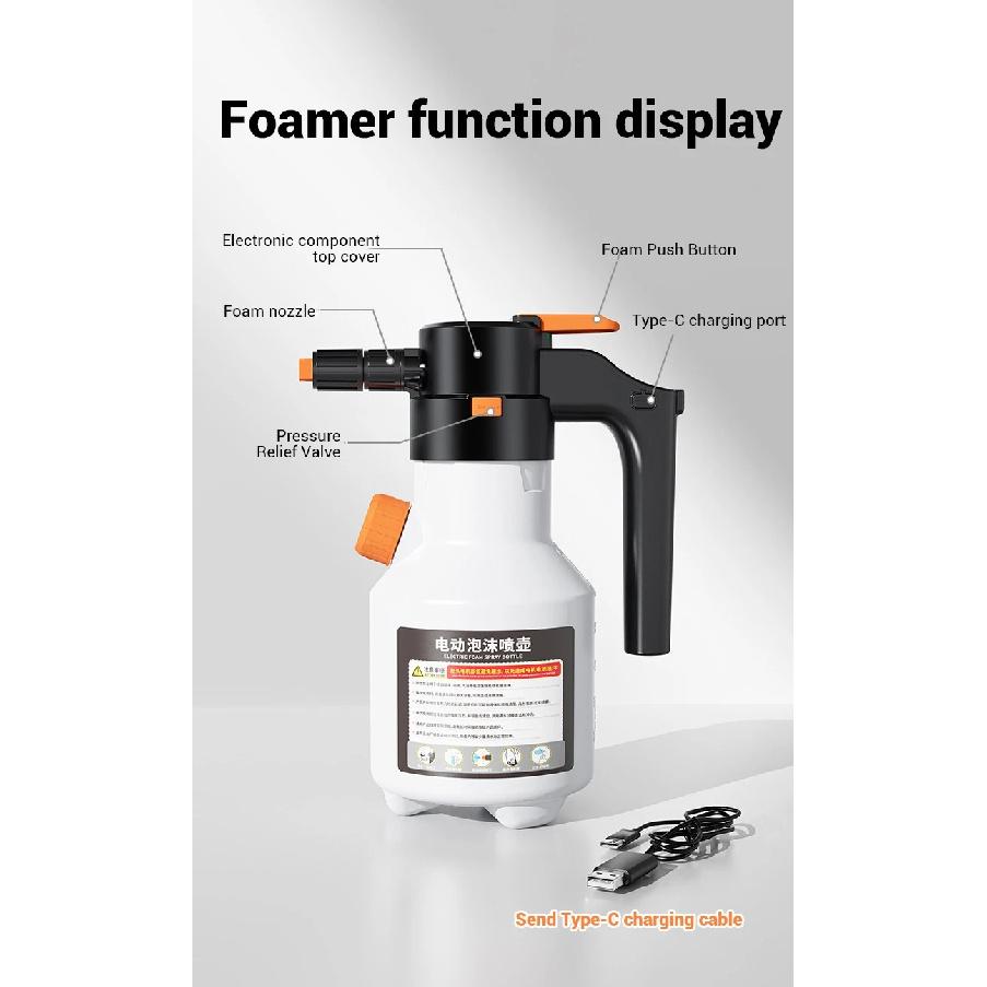 LEIBOO 2L Powerful Electric Foam Sprayer Car Wash Snow Foam Spray Bottle Rechargeable Auto Wash Sprayer Can Car Accessories