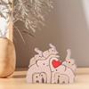 Wooden Elephant Family Puzzle Ornament Love Heart Mother Father Baby