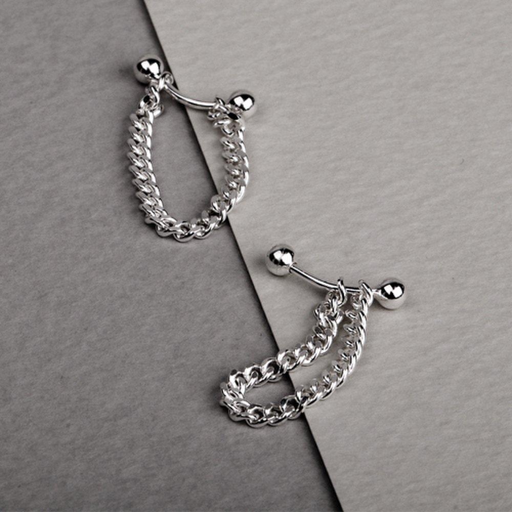 Full Silver Banana Barbell Chain Piercing_Unplated
