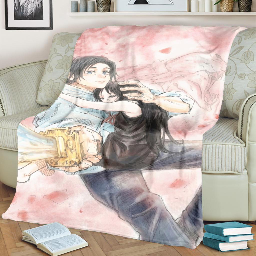 Soft Flannel Print Blanket Jujutsu Kaisen Warm for Bedrooms, Sofas, Beds, Chairs, Picnics, Travel