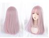 Full Pink X Blue Harajuku Small Face with Net Semi-long Wig, Ladies' Wig, Straight, Natural, Style, Popular, Effect, Cute,