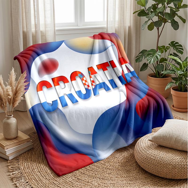 Kroatien Fußball Aufdruck Flanelldecke Hautfreundlich Warm Dekorativer Überwurf für Innen Couch Bett Tägliche Nutzung
