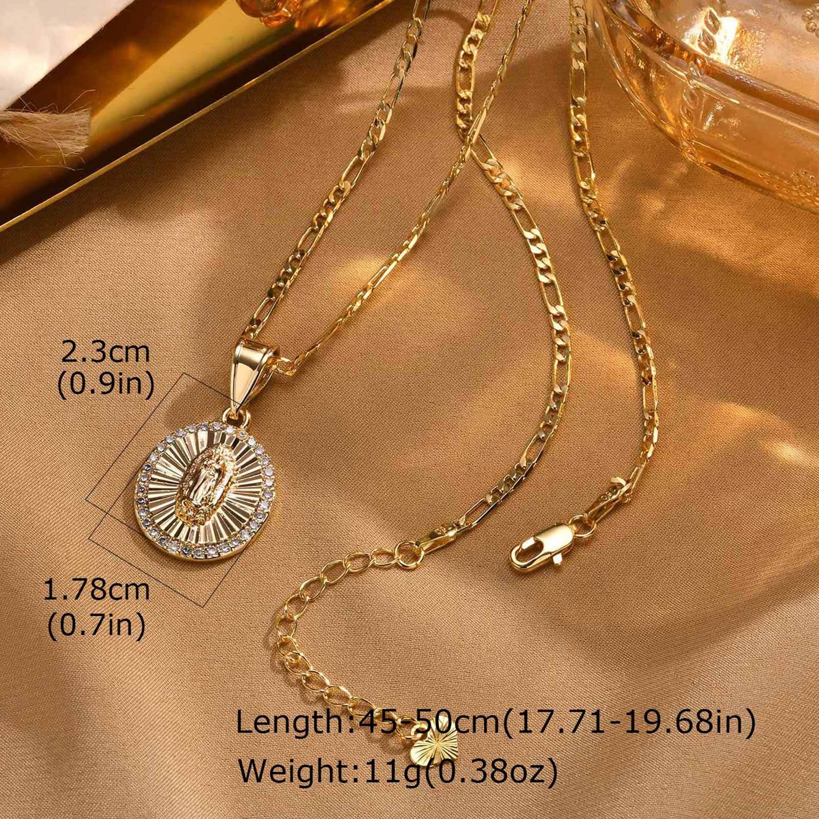 

Vnox Virgin Mary Prayer Necklaces For Women Trendy Metal Chain Oval Heart Geometry Pendant Necklace Religious Christ Jewelry