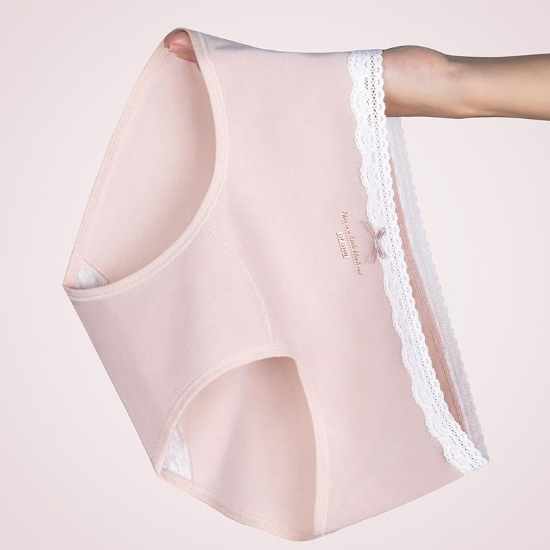 Women's Spring and Autumn Cotton 10A Antibacterial Extended Cotton Crotch Middle Waist Triangle Briefs