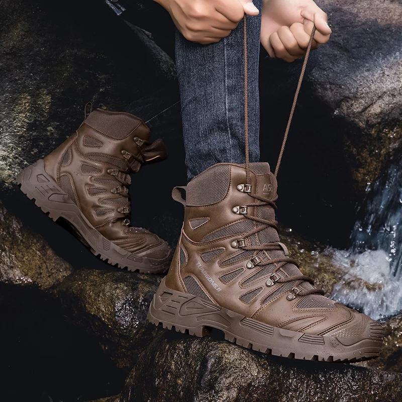 Outdoor Wandern Bergsteigen Stiefel Trainingsfeld und Schlachtfeldtraining Herren Knöchel große Größe