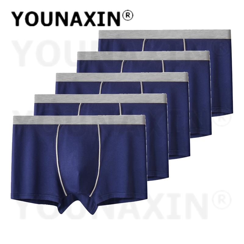 5 Pcs Men's Cotton Boxer Briefs Breathable Soft Knickers Solid Color Daily Casual Panties Big Size L XL XXL 3XL 4XL 5XL 6XL