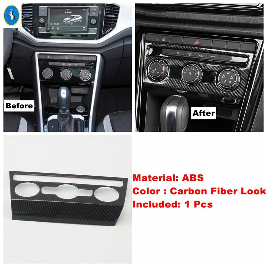 Car Accessories Window Lift Button / Water Cup / Pillar A Speaker Cover Trim For Volkswagen T-Roc T Roc 2018 - Carbon Fiber