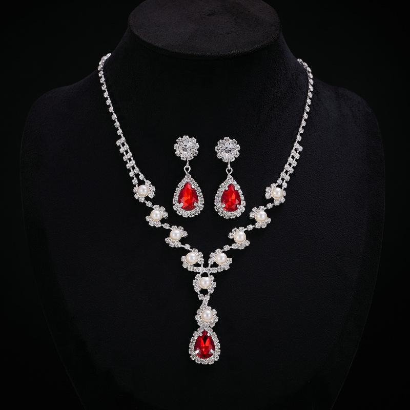 

Свадебный набор «Хрустальная капля» - Ожерелье и серьги - Свадебные аксессуары Electroplated